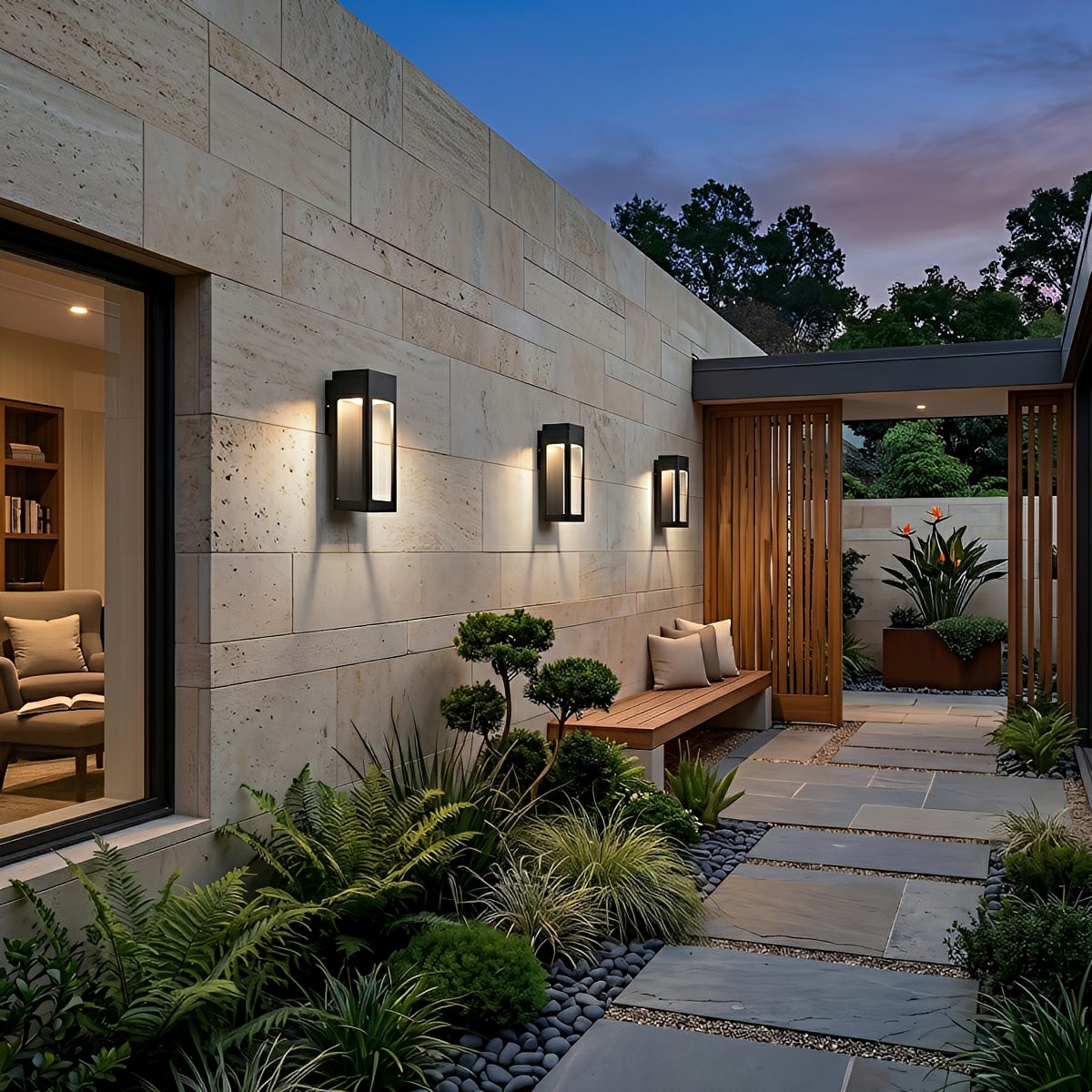 Modern Rectangular Waterproof LED Black Outdoor Wall Light Sconce Lamp