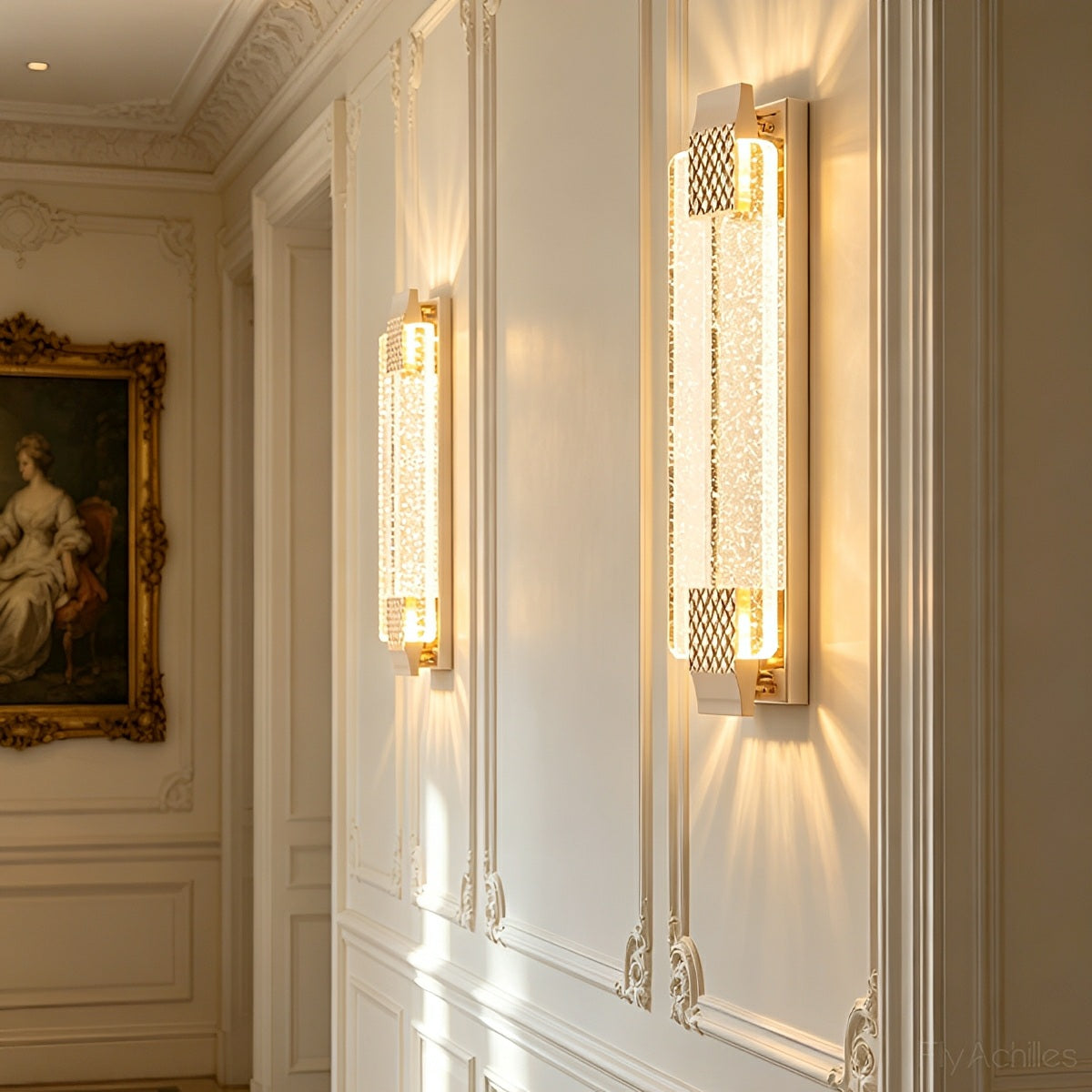 Dimmable Modern Luxury Long Strip Crystal Bubbles LED Wall Sconce Wall Light