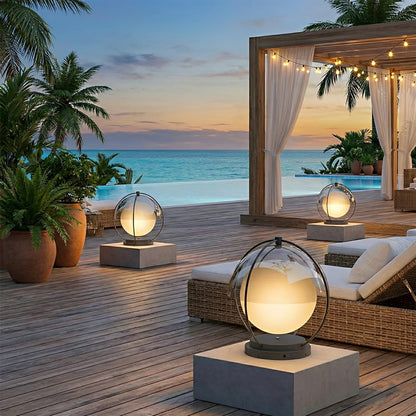 Modern Waterproof Globe Planet LED Outdoor Post Lights - Flare Shack