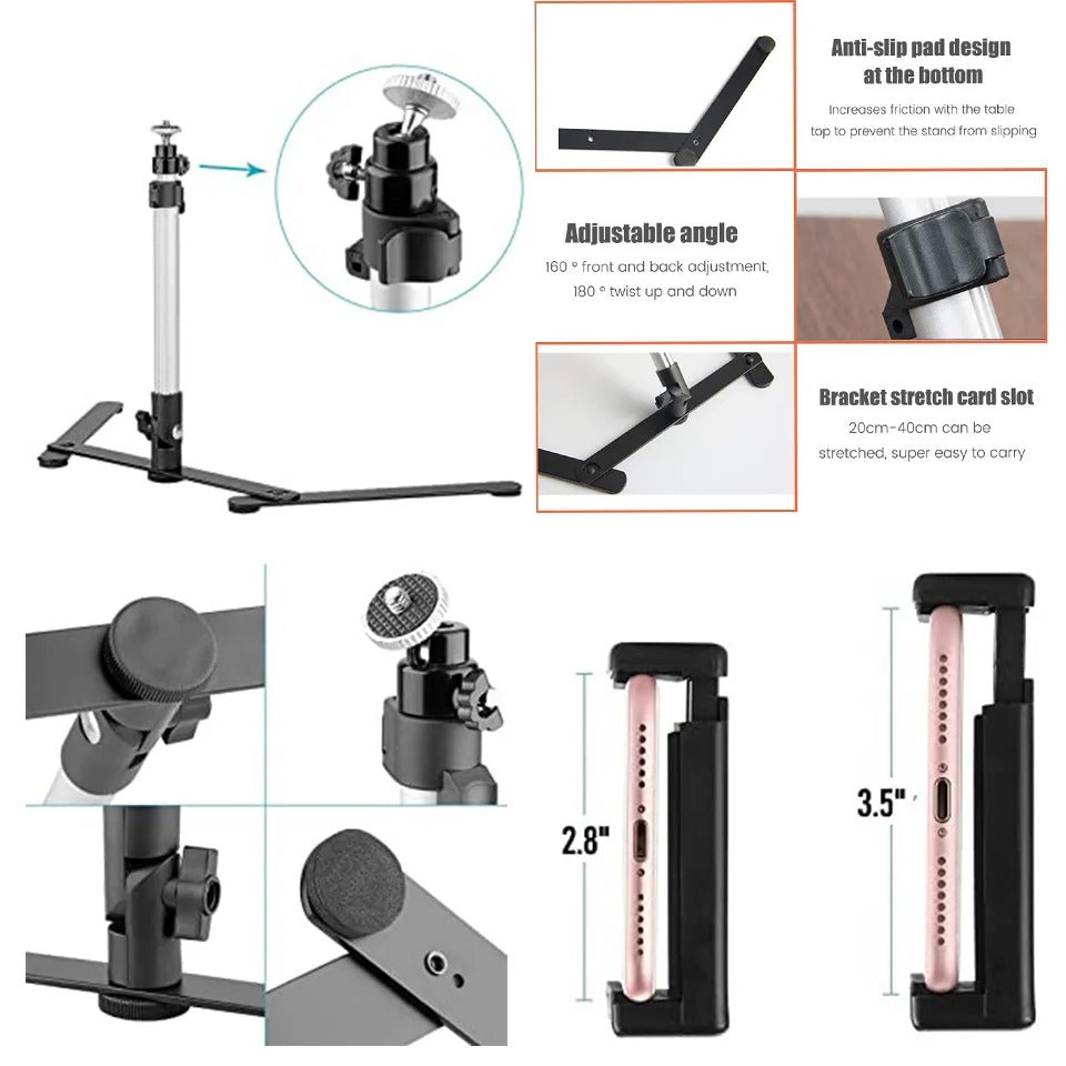 Ring Light Tripod Stand With Phone Holder For YouTube And TikTok Back To School Studio Kit USB Powered 3 Light Modes