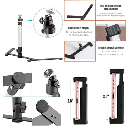 Ring Light Tripod Stand With Phone Holder For YouTube And TikTok Back To School Studio Kit USB Powered 3 Light Modes