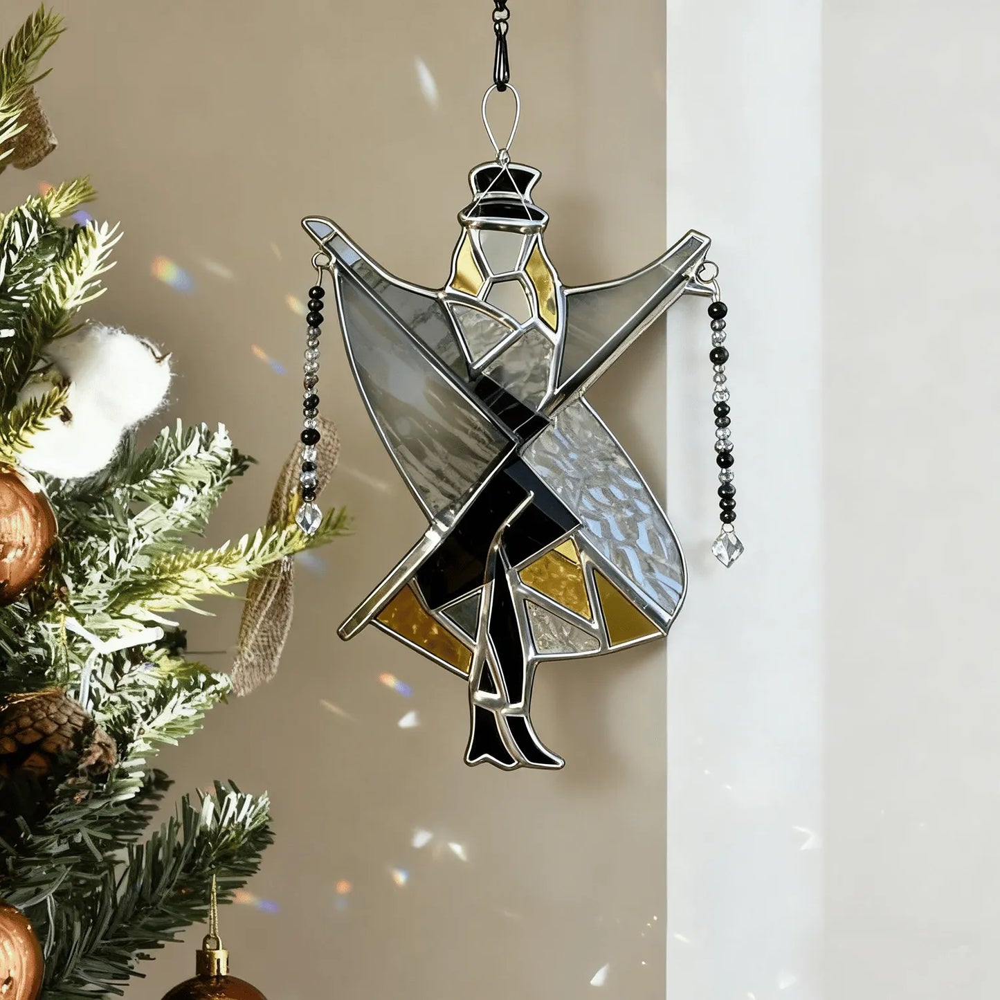 Stained Glass Sun Catcher Handmade Acrylic Dancing King Spinner Memphis Melody Window Decor Fall 2025 Gift