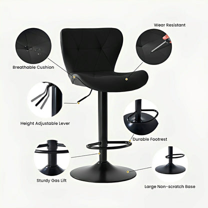 2 Pack Modern Ergonomic Adjustable Swivel Bar Stools