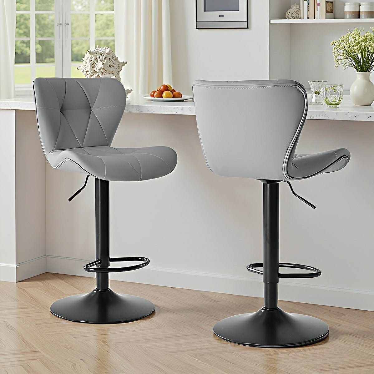 2 Pack Modern Ergonomic Adjustable Swivel Bar Stools