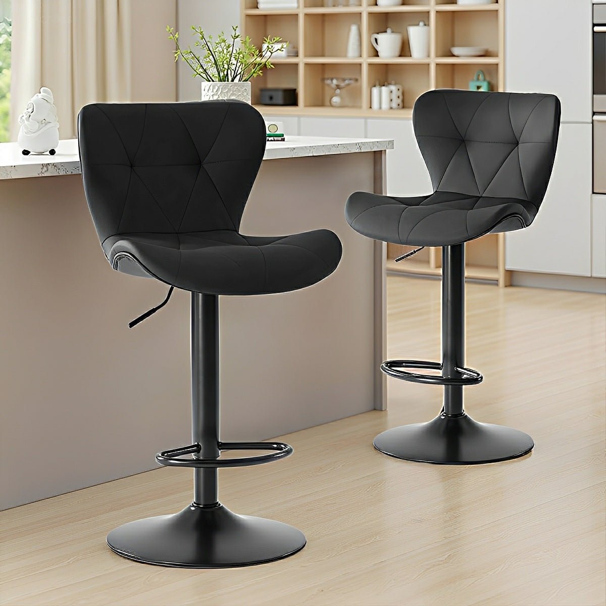 2 Pack Modern Ergonomic Adjustable Swivel Bar Stools