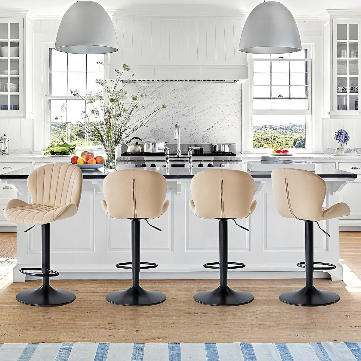 2 Pack Modern Ergonomic Swivel Bar Stools