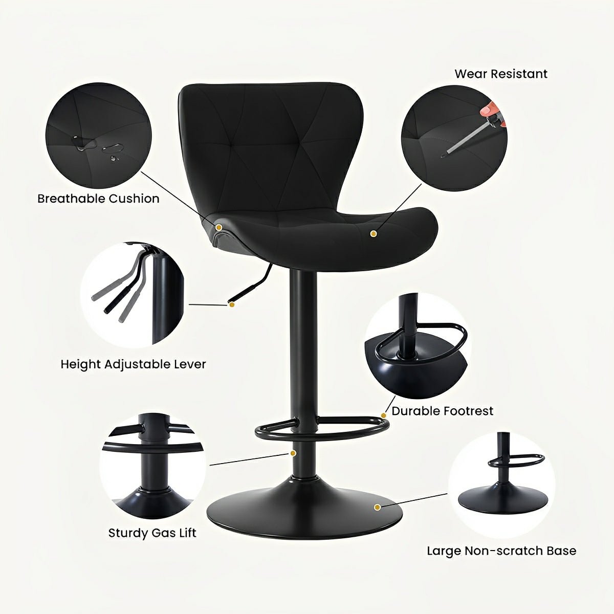 2 Pack Modern Ergonomic Swivel Bar Stools