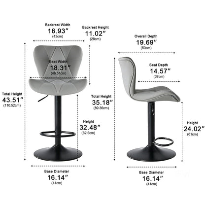 2 Pack Modern Ergonomic Swivel Bar Stools