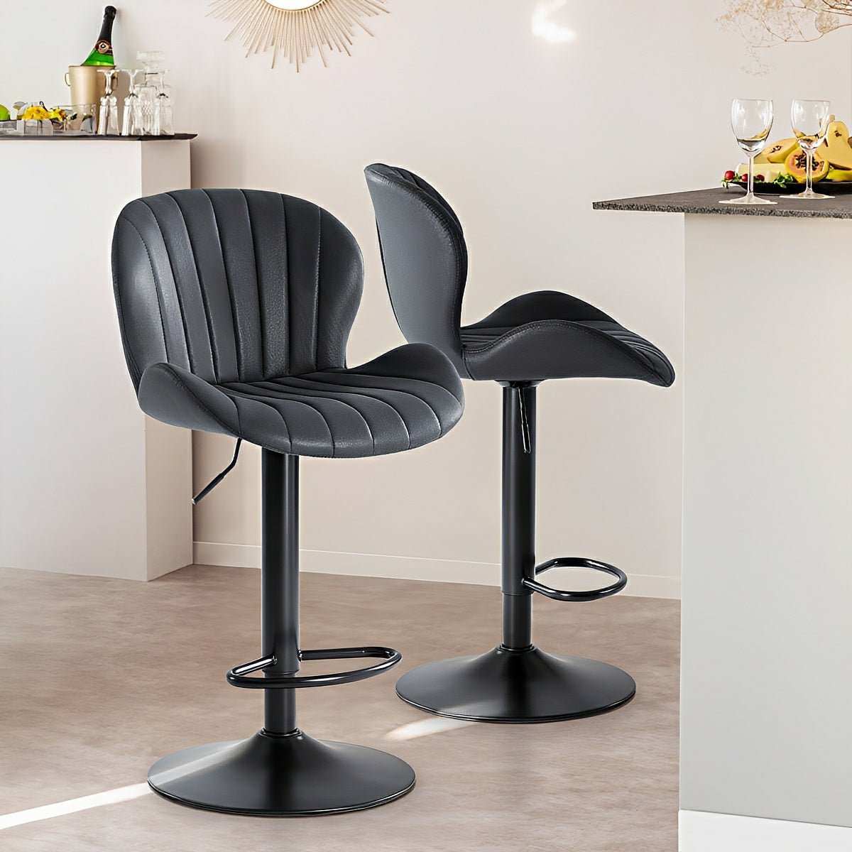2 Pack Modern Ergonomic Swivel Bar Stools - Flare Shack