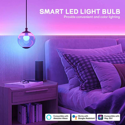 2 Pcs Dimmable WiFi Wireless E26 Smart LED Light Bulbs RGB CCT