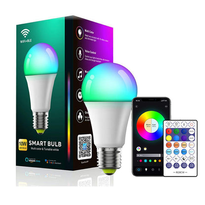2 Pcs Dimmable WiFi Wireless E26 Smart LED Light Bulbs RGB CCT - Flare Shack