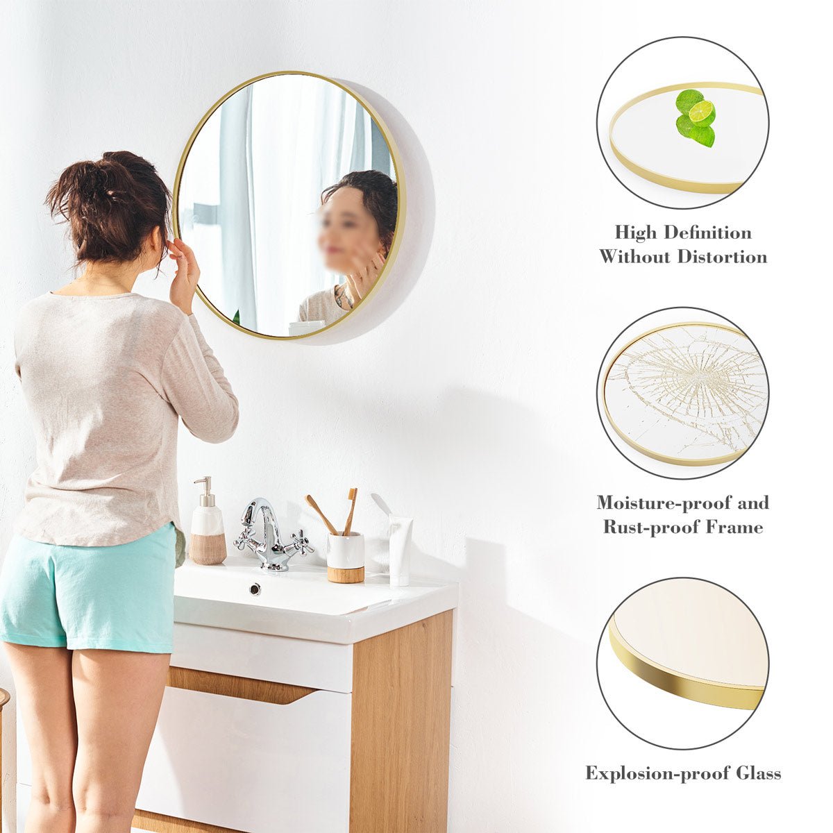20 inch Round High-definition Wall Makeup Mirror Vanity Mirrors
