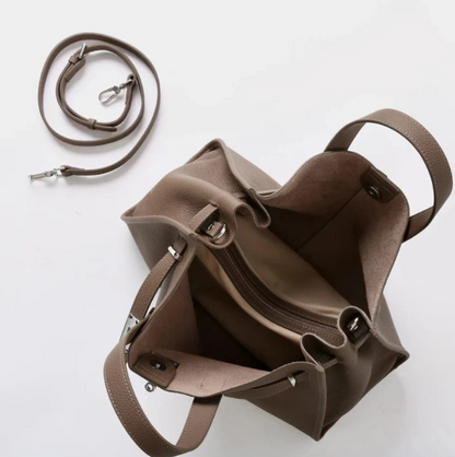 Soft & Structured Women’s Crossbody Bag - Top-Handle Silhouette, Pebbled Cowhide Leather, For Everyday Urban Use