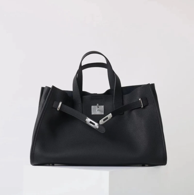 Soft & Structured Women’s Crossbody Bag - Top-Handle Silhouette, Pebbled Cowhide Leather, For Everyday Urban Use