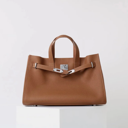 Soft & Structured Women’s Crossbody Bag - Top-Handle Silhouette, Pebbled Cowhide Leather, For Everyday Urban Use