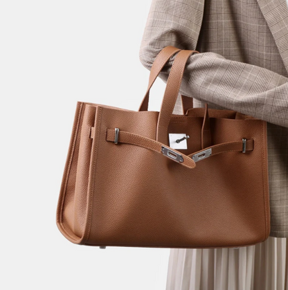 Soft & Structured Women’s Crossbody Bag - Top-Handle Silhouette, Pebbled Cowhide Leather, For Everyday Urban Use