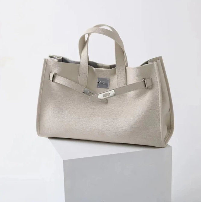 Soft & Structured Women’s Crossbody Bag - Top-Handle Silhouette, Pebbled Cowhide Leather, For Everyday Urban Use
