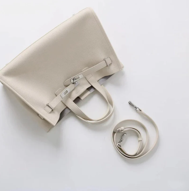 Soft & Structured Women’s Crossbody Bag - Top-Handle Silhouette, Pebbled Cowhide Leather, For Everyday Urban Use