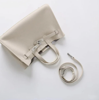 Soft & Structured Women’s Crossbody Bag - Top-Handle Silhouette, Pebbled Cowhide Leather, For Everyday Urban Use