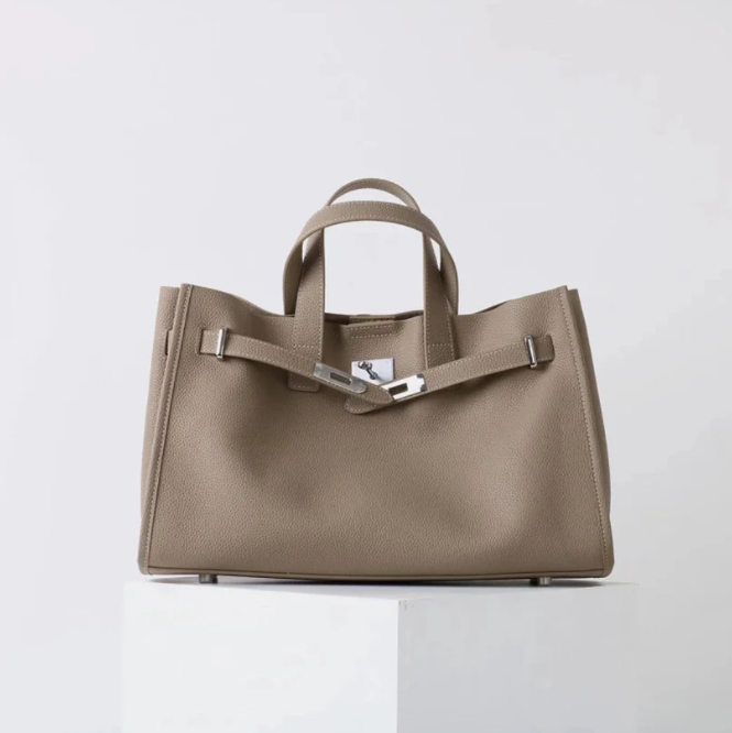 Soft & Structured Women’s Crossbody Bag - Top-Handle Silhouette, Pebbled Cowhide Leather, For Everyday Urban Use
