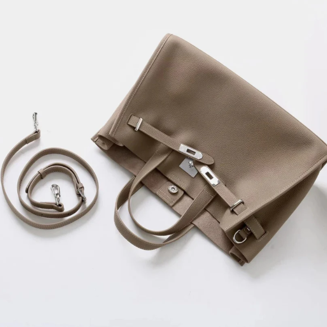 Soft & Structured Women’s Crossbody Bag - Top-Handle Silhouette, Pebbled Cowhide Leather, For Everyday Urban Use