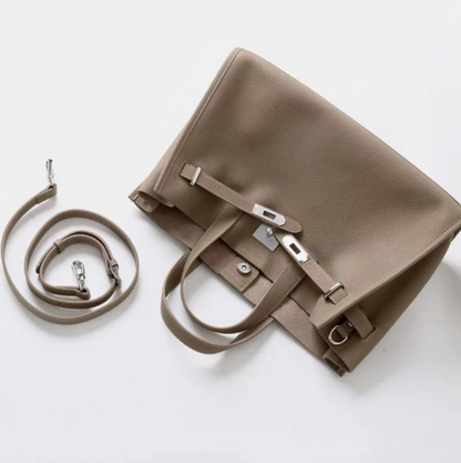 Soft & Structured Women’s Crossbody Bag - Top-Handle Silhouette, Pebbled Cowhide Leather, For Everyday Urban Use