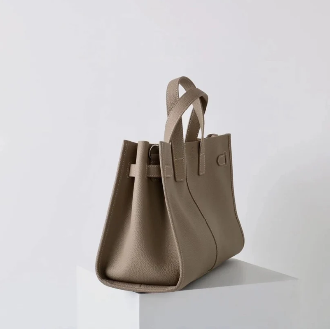 Soft & Structured Women’s Crossbody Bag - Top-Handle Silhouette, Pebbled Cowhide Leather, For Everyday Urban Use