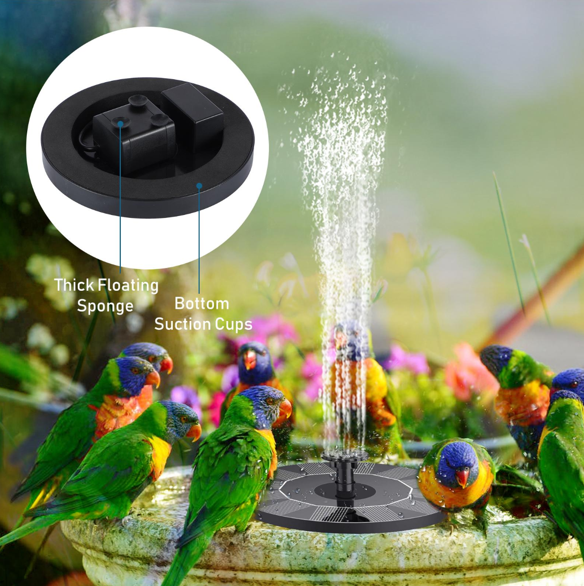 Solar-Powered Floating Fountain Pump for Pond & Garden