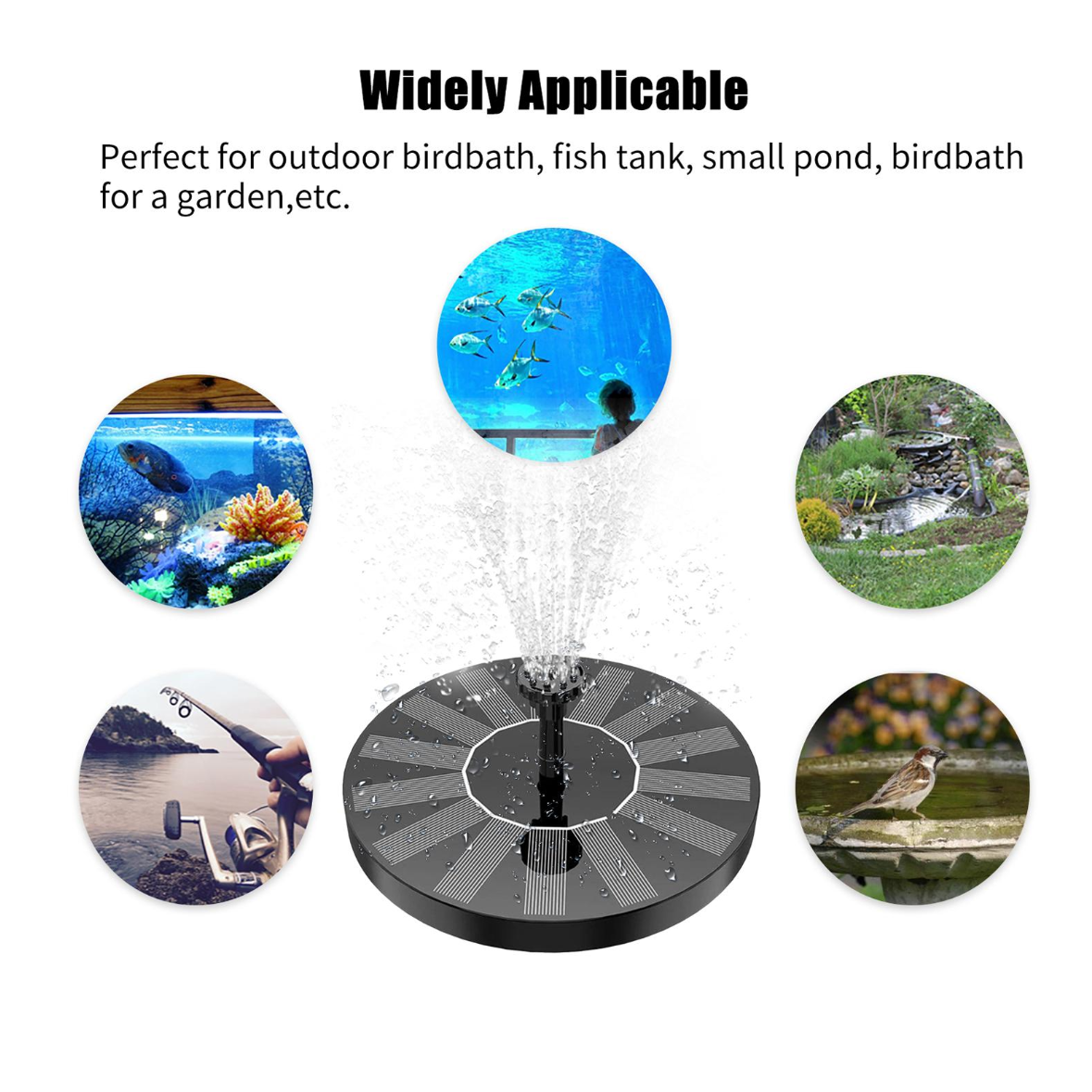 Solar-Powered Floating Fountain Pump for Pond & Garden