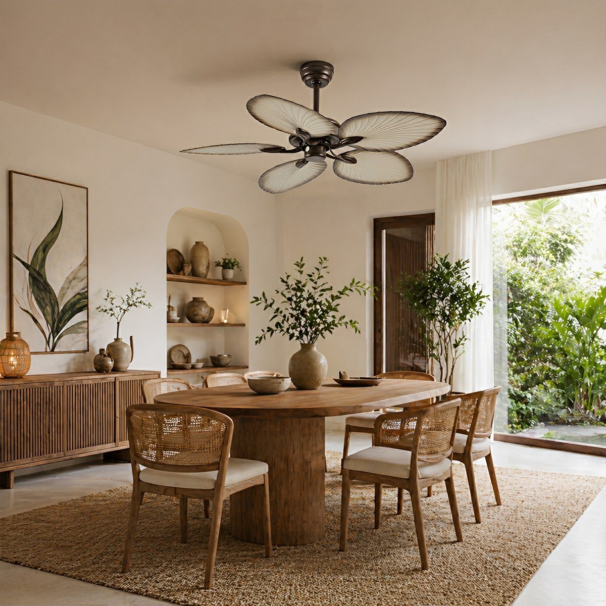 20.47 '' DC Motor Variable Frequency 5-Leaf Palm Leaf Ceiling Fan