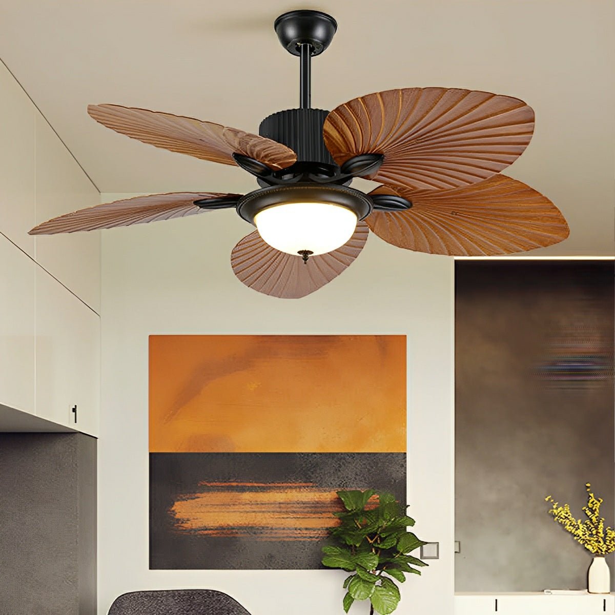 20.47 '' DC Motor Variable Frequency 5 - Leaf Palm Leaf Ceiling Fan - Flare Shack