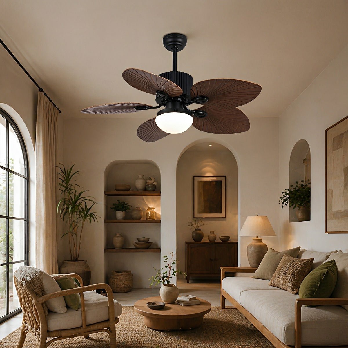 20.47 '' DC Motor Variable Frequency 5 - Leaf Palm Leaf Ceiling Fan - Flare Shack