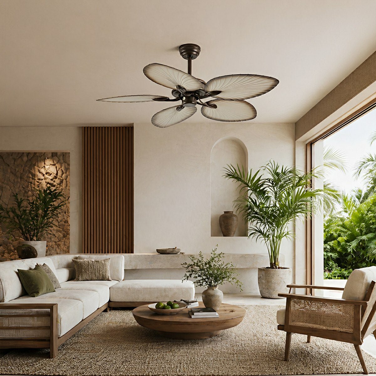 20.47 '' DC Motor Variable Frequency 5 - Leaf Palm Leaf Ceiling Fan - Flare Shack