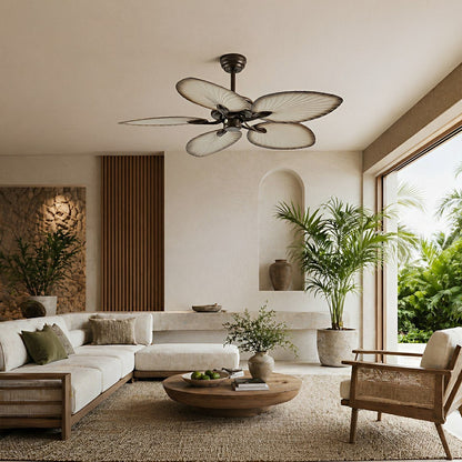 20.47 '' DC Motor Variable Frequency 5 - Leaf Palm Leaf Ceiling Fan - Flare Shack