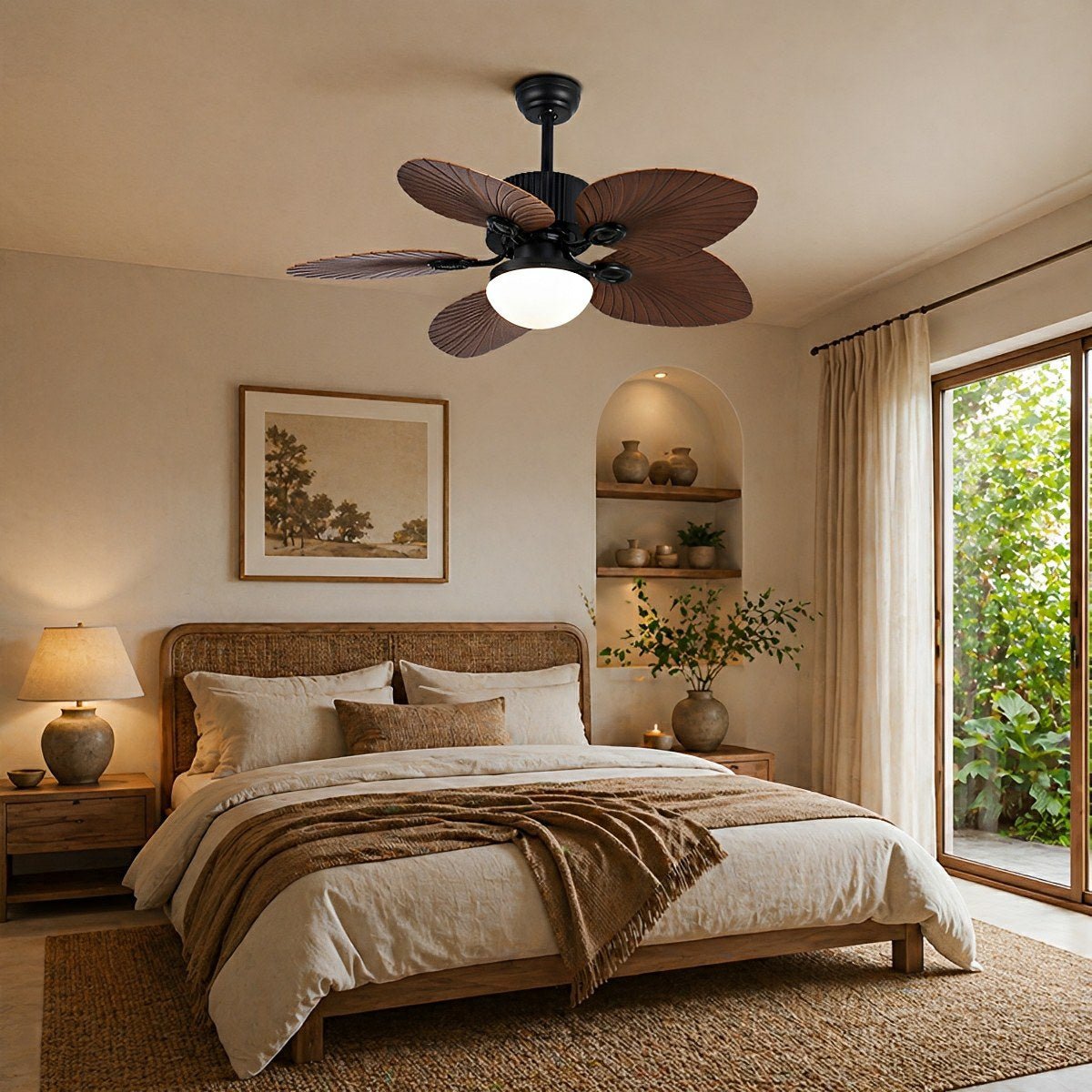 20.47 '' DC Motor Variable Frequency 5-Leaf Palm Leaf Ceiling Fan