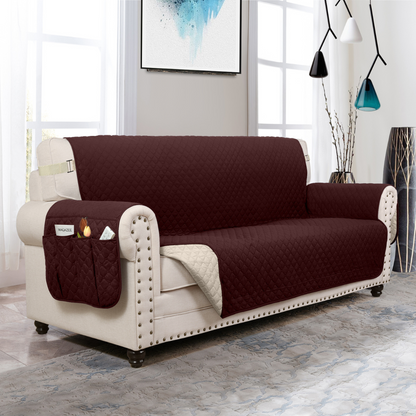 Couch Cover Furniture Protector With Side Pockets And Back Straps Reversible Colors Fall 2025 Pet Friendly
