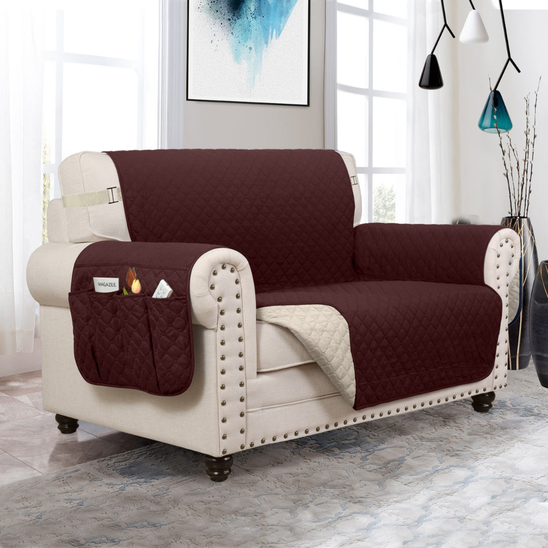 Couch Cover Furniture Protector With Side Pockets And Back Straps Reversible Colors Fall 2025 Pet Friendly