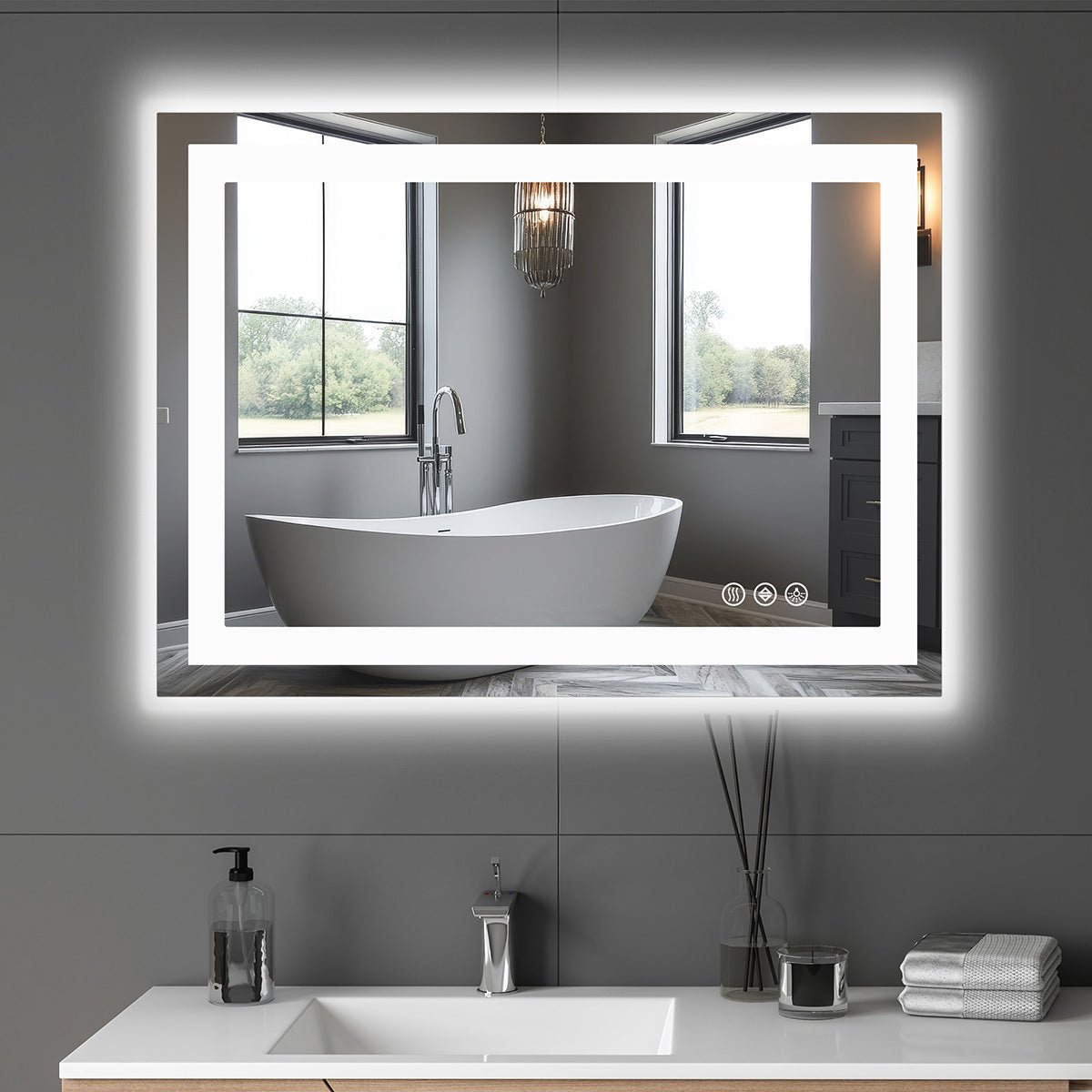 28" Anti-fog LED Bathroom Mirror LED Light Wall Mirror