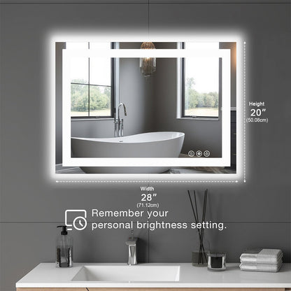 28" Anti-fog LED Bathroom Mirror LED Light Wall Mirror