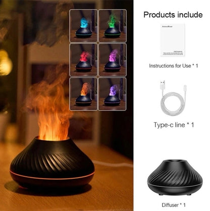 Volcanic Aroma Diffuser Essential Oil Lamp 130ml USB Humidifier with Color Flame Night Light