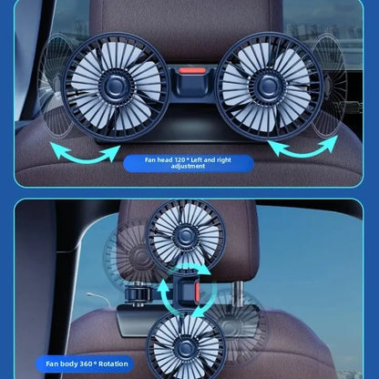3-Speed USB Fan for Car with Dual Heads and 360-Degree Rotation, Portable Cooling Solution for Summer Comfort