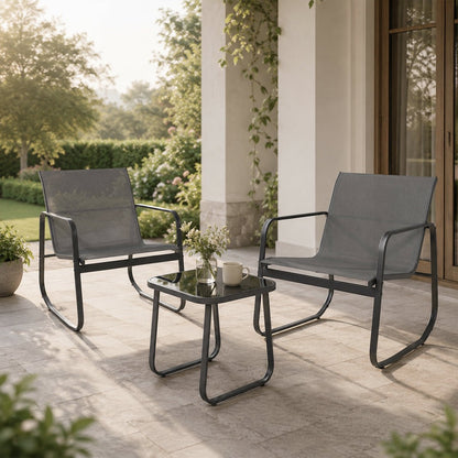 3 Piece Outdoor Patio Conversation Set Furniture with Table