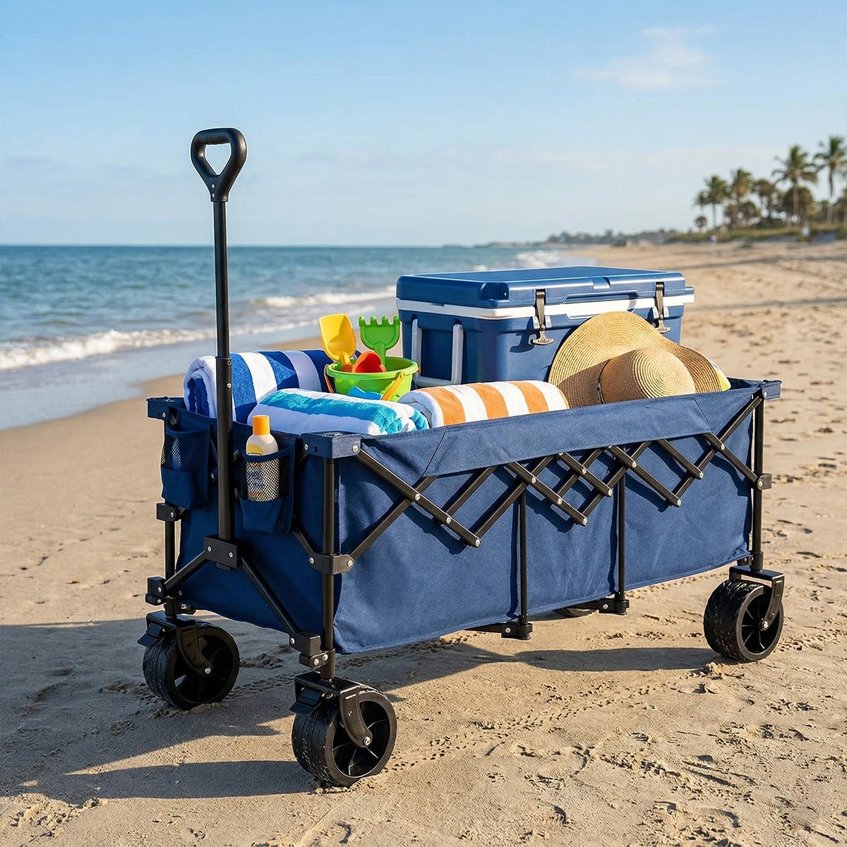 300L Heavy Duty Folding Utility Wagon Cart with All - Terrain Wheels - Flare Shack