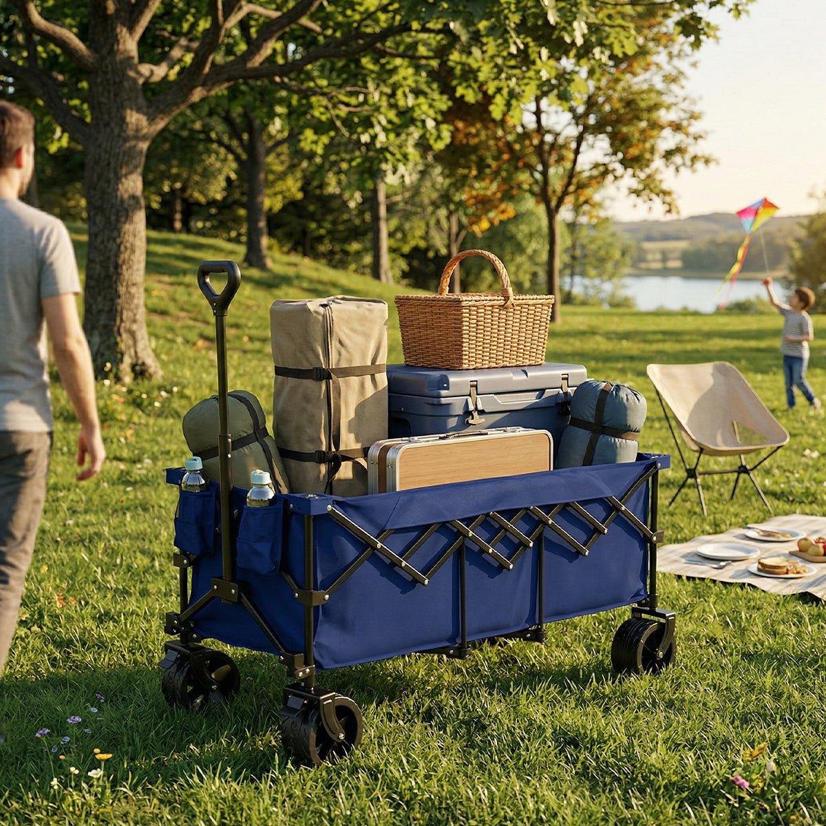 300L Heavy Duty Folding Utility Wagon Cart with All-Terrain Wheels