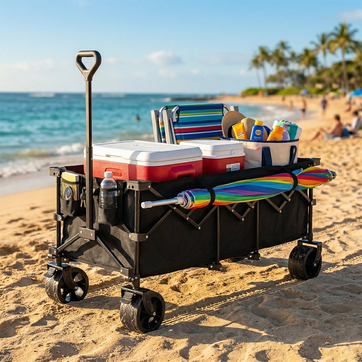 300L Heavy Duty Folding Utility Wagon Cart with All - Terrain Wheels - Flare Shack