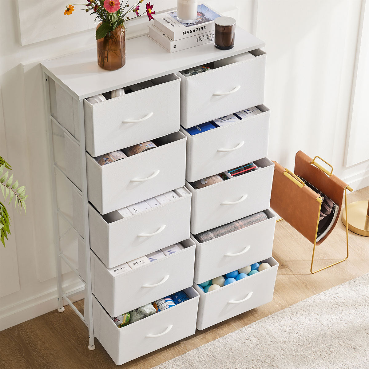 Large Capacity 5-10 Drawer Fabric Storage Cabinet Organizer
