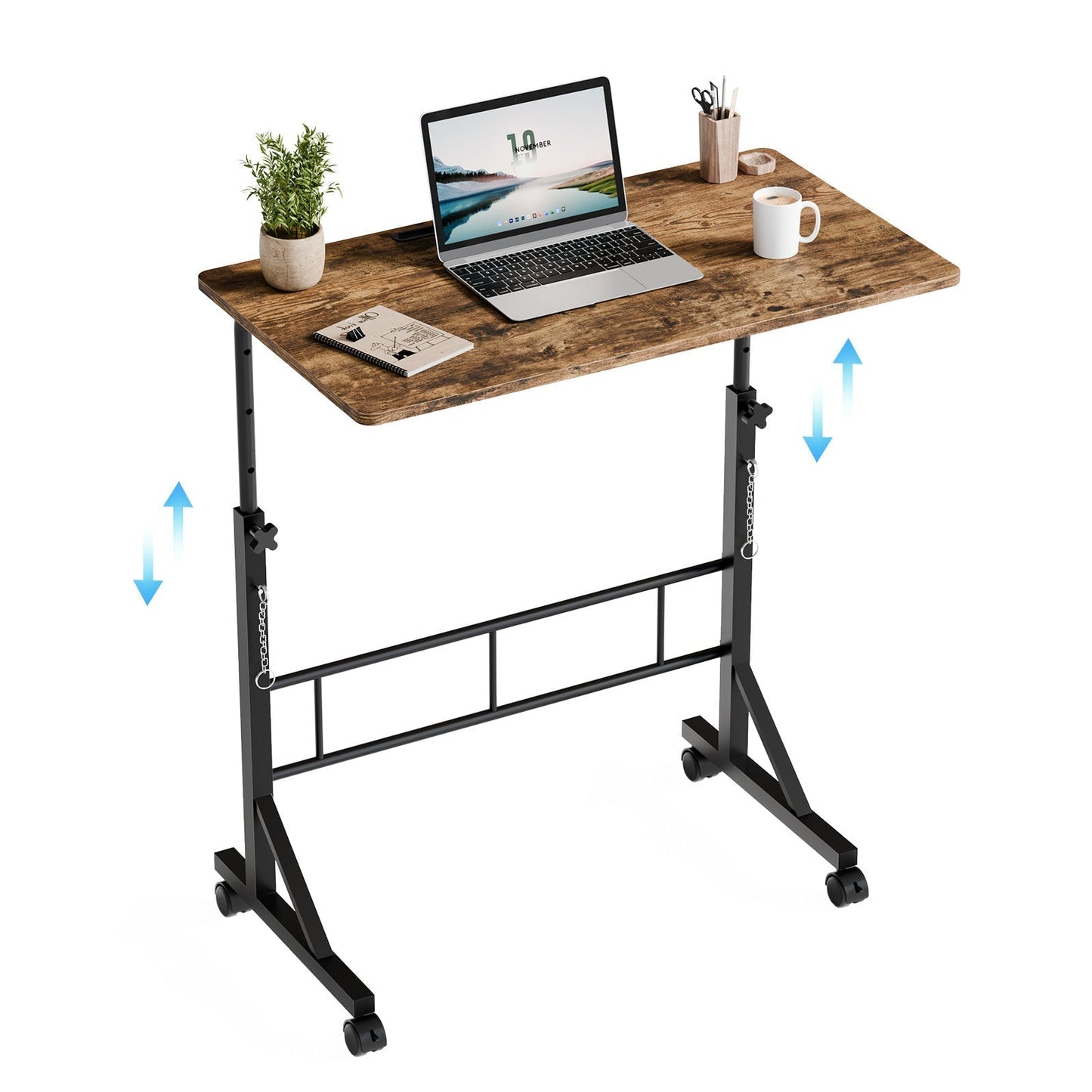 31.5" Adjustable Mobile Rolling Ergonomic Office Desk