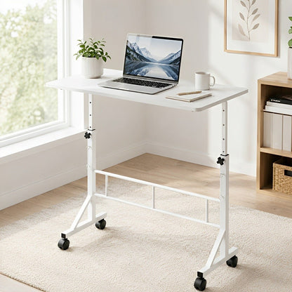 31.5" Adjustable Mobile Rolling Ergonomic Office Desk