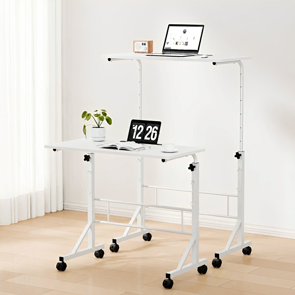 31.5" Adjustable Mobile Rolling Ergonomic Office Desk