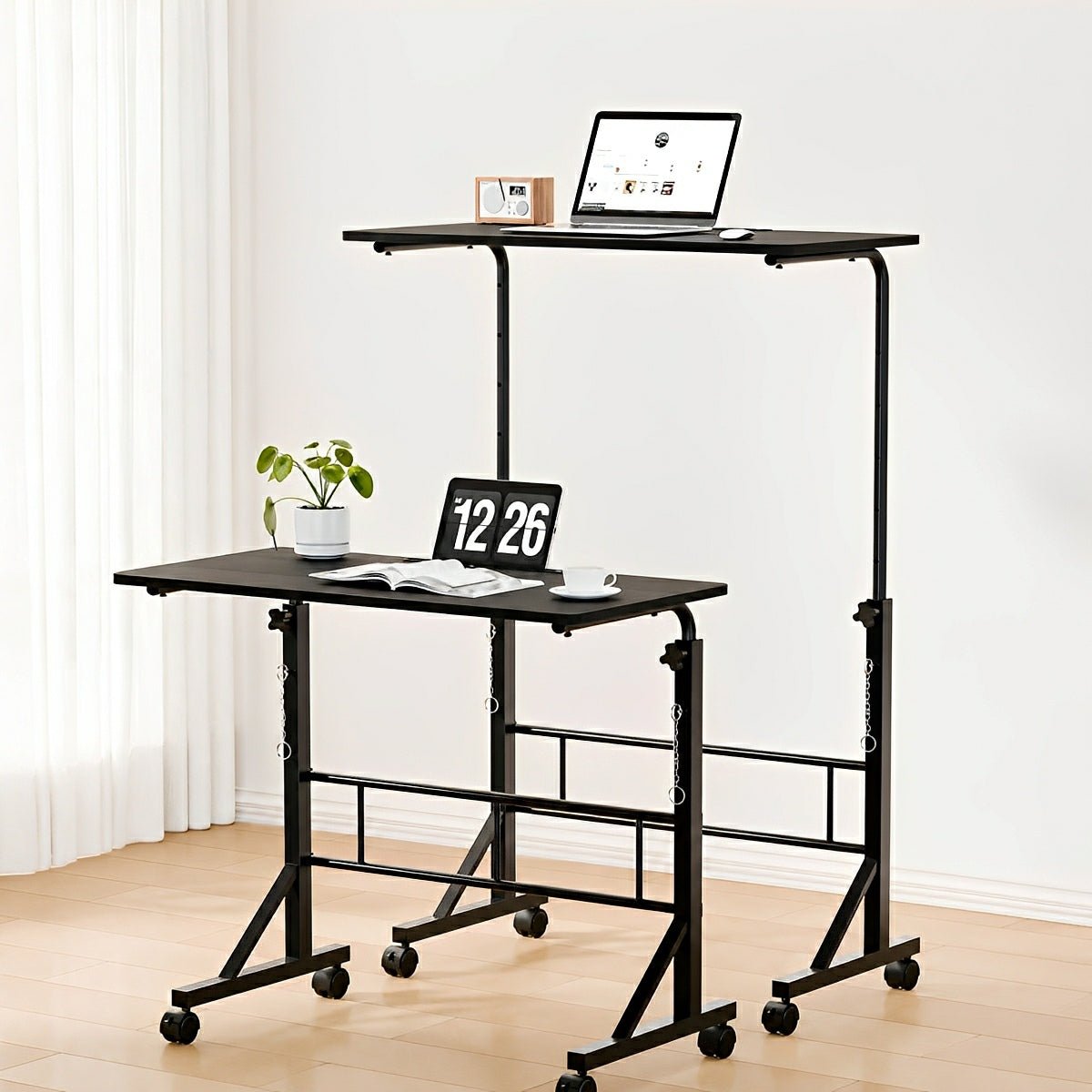 31.5" Adjustable Mobile Rolling Ergonomic Office Desk